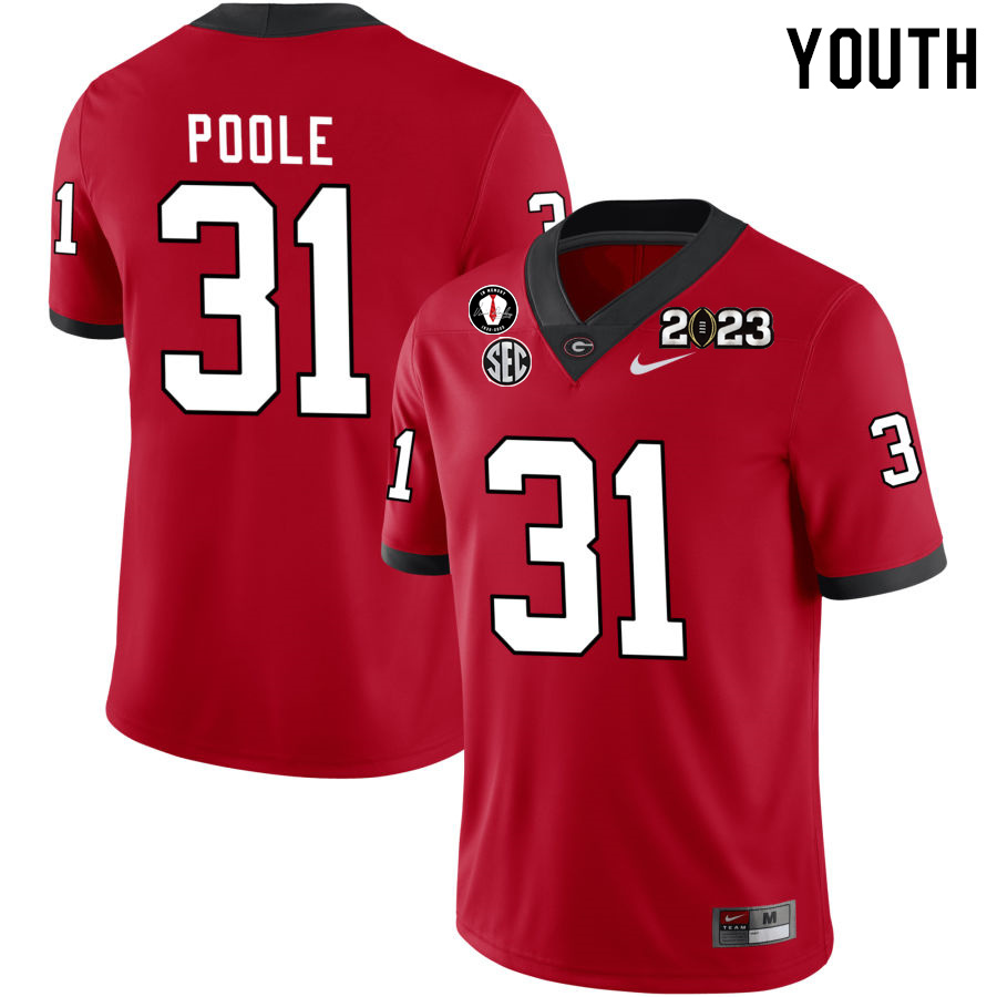 Youth #31 William Poole Georgia Bulldogs 2022-23 CTP National Championship Football Jerseys - Click Image to Close